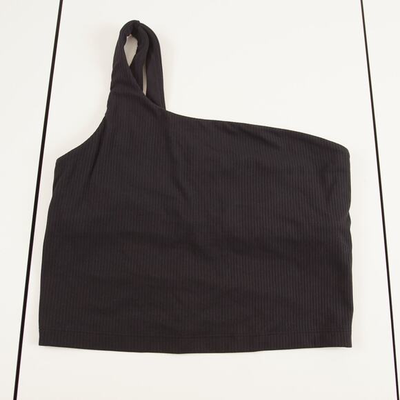 Lululemon Ribbed Nulu Asymmetrical Yoga Black Tank Top Womens Sz 6 - Picture 1 of 7